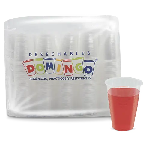 VASO PLASTICO DOMINGO TRASLUCIDIO 7OZ 500U