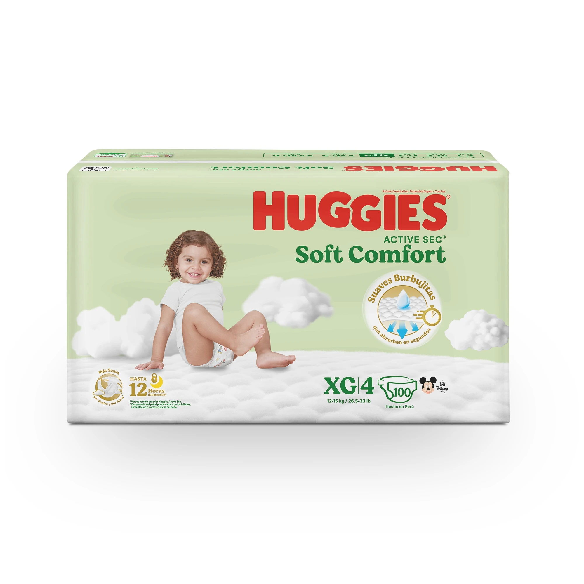 Pañales HUGGIES Soft Comfort Etapa 4/XG 100 Unidades