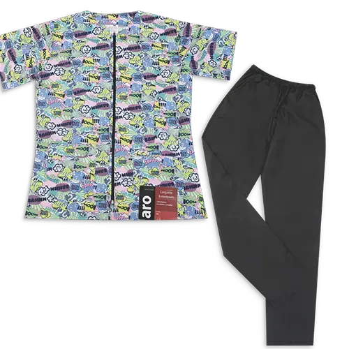 CONJUNTO ARO ANTIFLUIDO ESTAMPADO CON CREMALLERA TALLA L