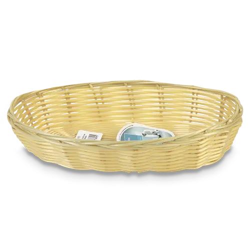 CESTA PLASTICA TIPO RATTAN ARO OVALADA 23X10 CENTIMETROS