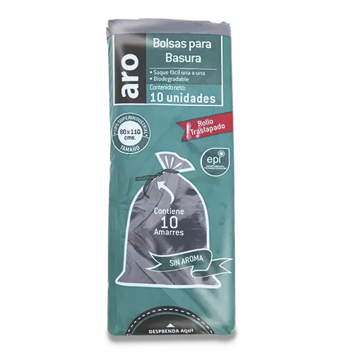 BOLSA DE BASURA ARO SUPERINDUSTRIAL 80X110 NEGRA 10U