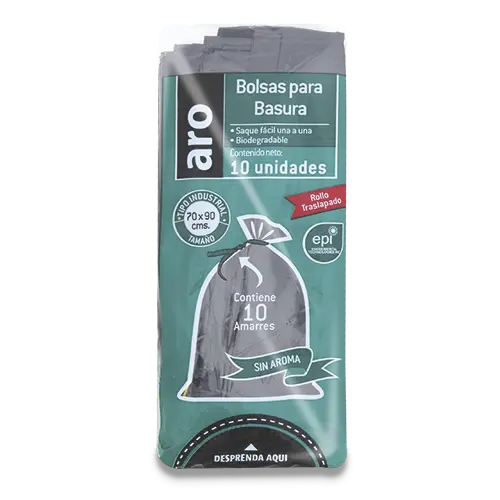 BOLSA DE BASURA ARO INDUSTRIAL-ROLLO 70X90 NEGRA 10U