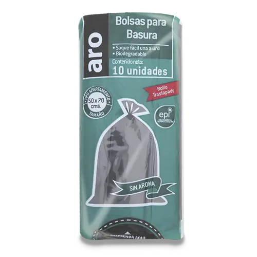BOLSA DE BASURA ARO APTO-ROLLO 50X70 NEGRA 10U