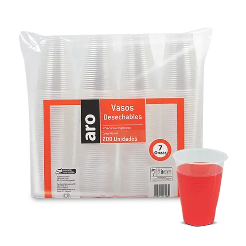 VASO PLASTICO ARO TRASLUCIDO 7OZ X200U