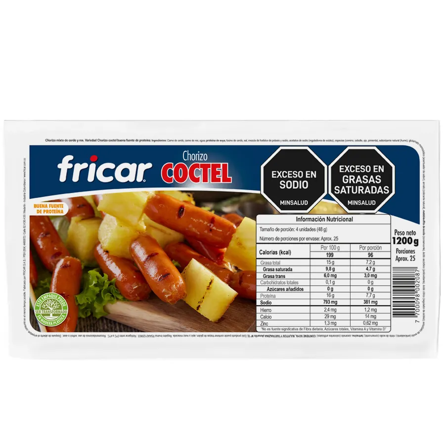 Chorizo Coctel Fricar Industrial 1200 g
