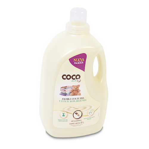Detergente liquido para lavadora JABON DE COCO (Garrafa 5 l). Detergente  con jabón natural de coco para lavar cualquier tipo de ropa, blanca o de  color. Perfume Marsella.