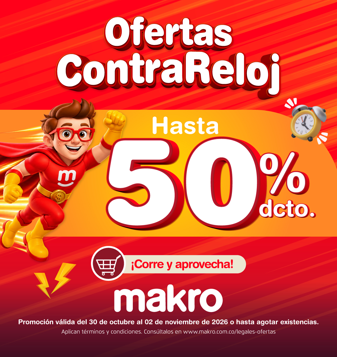 Ofertas ContraReloj: hasta 50% de descuento. Promoción válida del 30 de octubre al 2 de noviembre de 2026 o hasta agotar existencias.