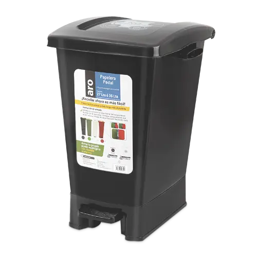PAPELERA ARO PEDAL NEGRA 27L