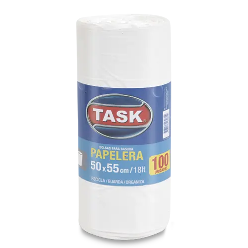 BOLSA DE BASURA TASK PAPELERA 50X55CM 100U