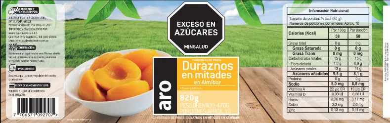 Durazno Aro Mitades 820 g