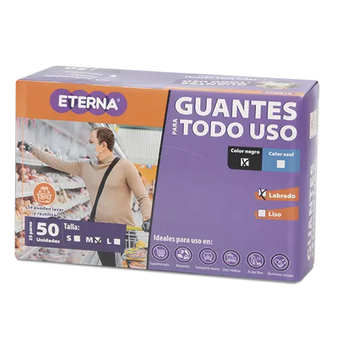 GUANTE ETERNA MULTIUSO NEGRO TM 50U