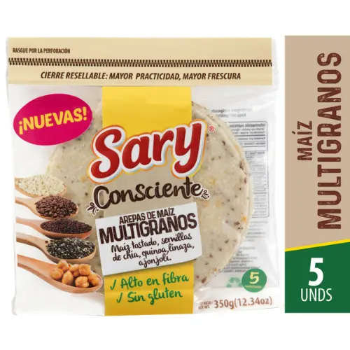 AREPA MAIZ SARY FIBRA SEMILLAS CHIA 5UX350G