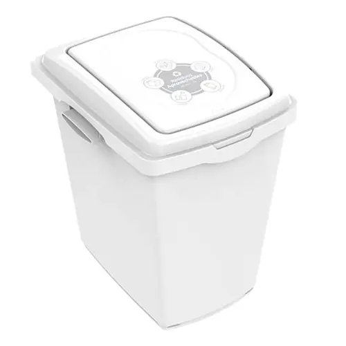 PAPELERA ARO BLANCA TAPA PLANA VAIVEN 27L