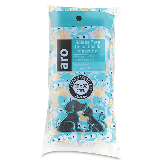 Bolsa De Basura Aro Mascota Citro-Rollo 20X32 Verde/Negra 60U