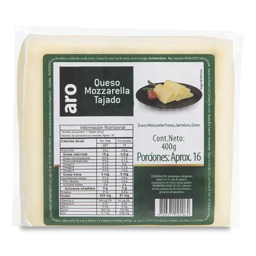 QUESO MOZZARELLA ARO TAJADO 400G