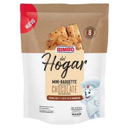 BAGUETTE BIMBO CHIPS CHOCOLATE BOLSA 400G