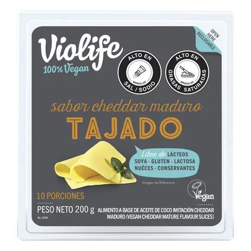 QUESO VIOLIFE CHEDDAR VEGANO TAJADO 200G