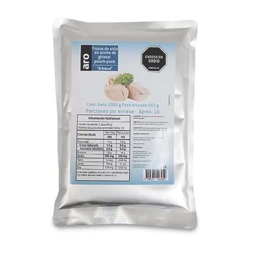 TROZOS DE ATUN EN AGUA ARO POUCH 1000G
