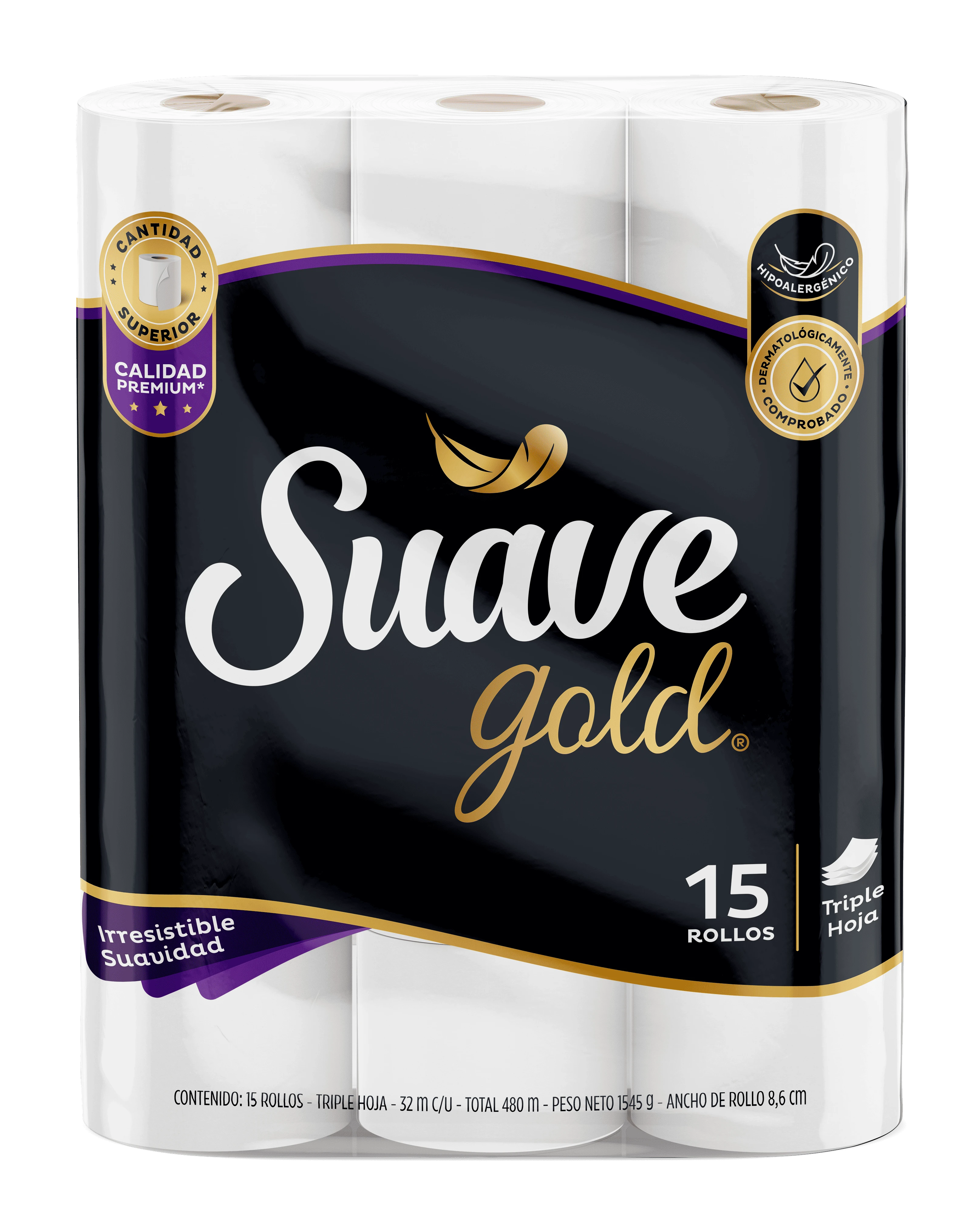 PAPEL HIGIENICO SUAVE GOLD TRIPLE HOJA 32MX15U