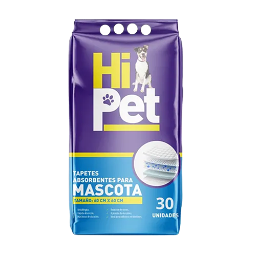 TAPETES ABSORBENTES HI PET MASCOTAS 30U