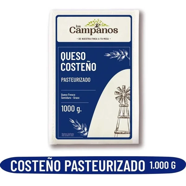 QUESO COSTENO LOS CAMPANOS SEMIDURO PASTEURIZADO 1KG