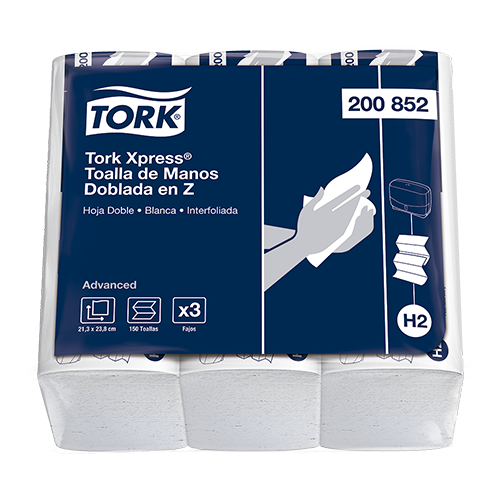 Tork Xpress® Toalla De Manos Doblada En Z Bca Hd X 3 Fajos X 150 Unid