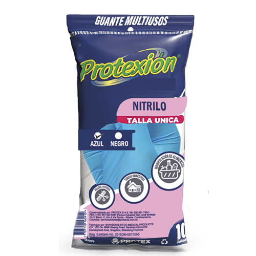 Guante Nitrilo Azul Protexion Talla M 10U