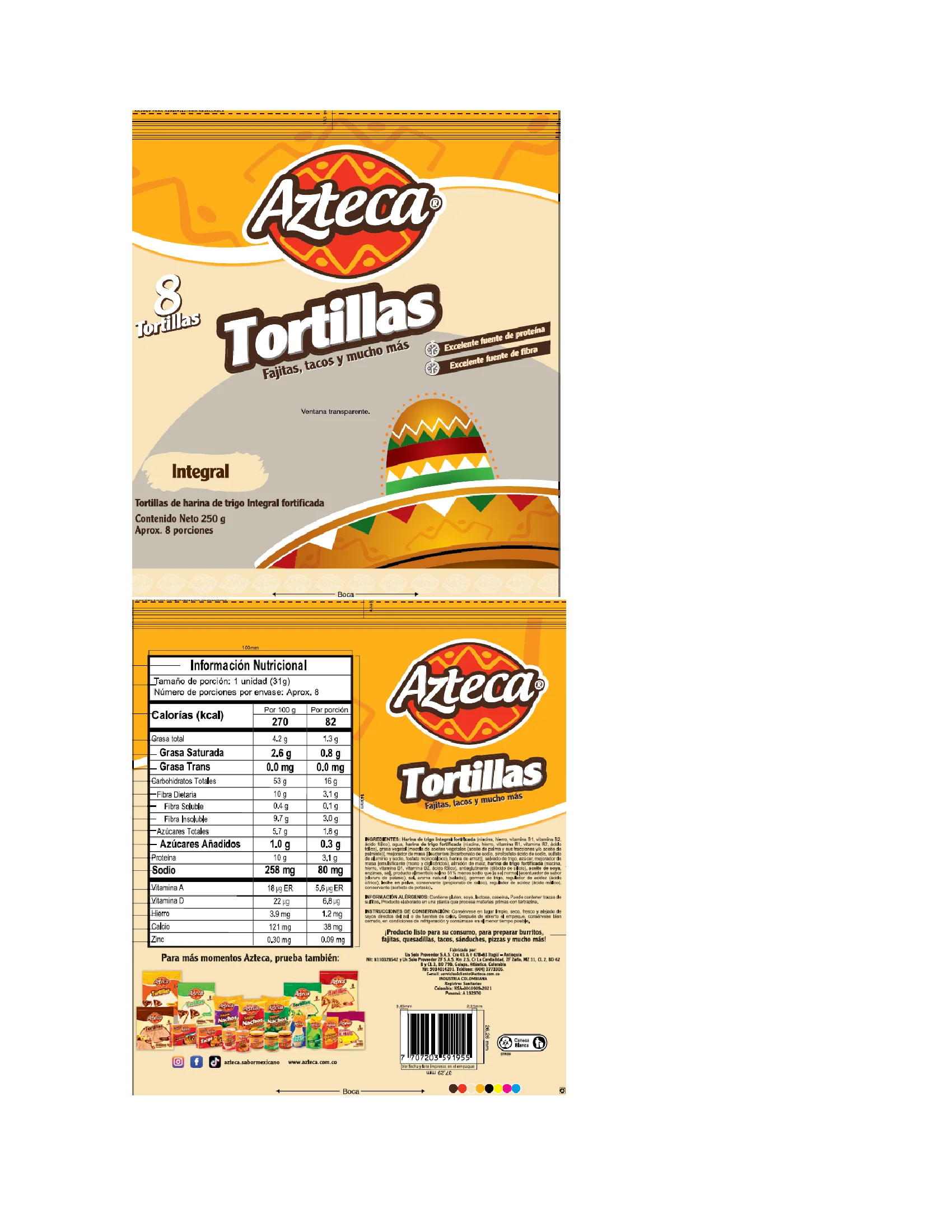Tortilla Azteca Integral 250Gen8U