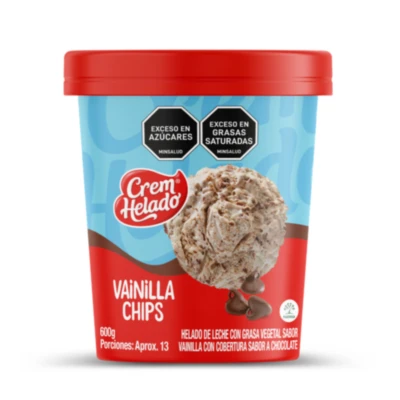 HELADO CREM HELADO VAINILLA CHIPS VASO 600G