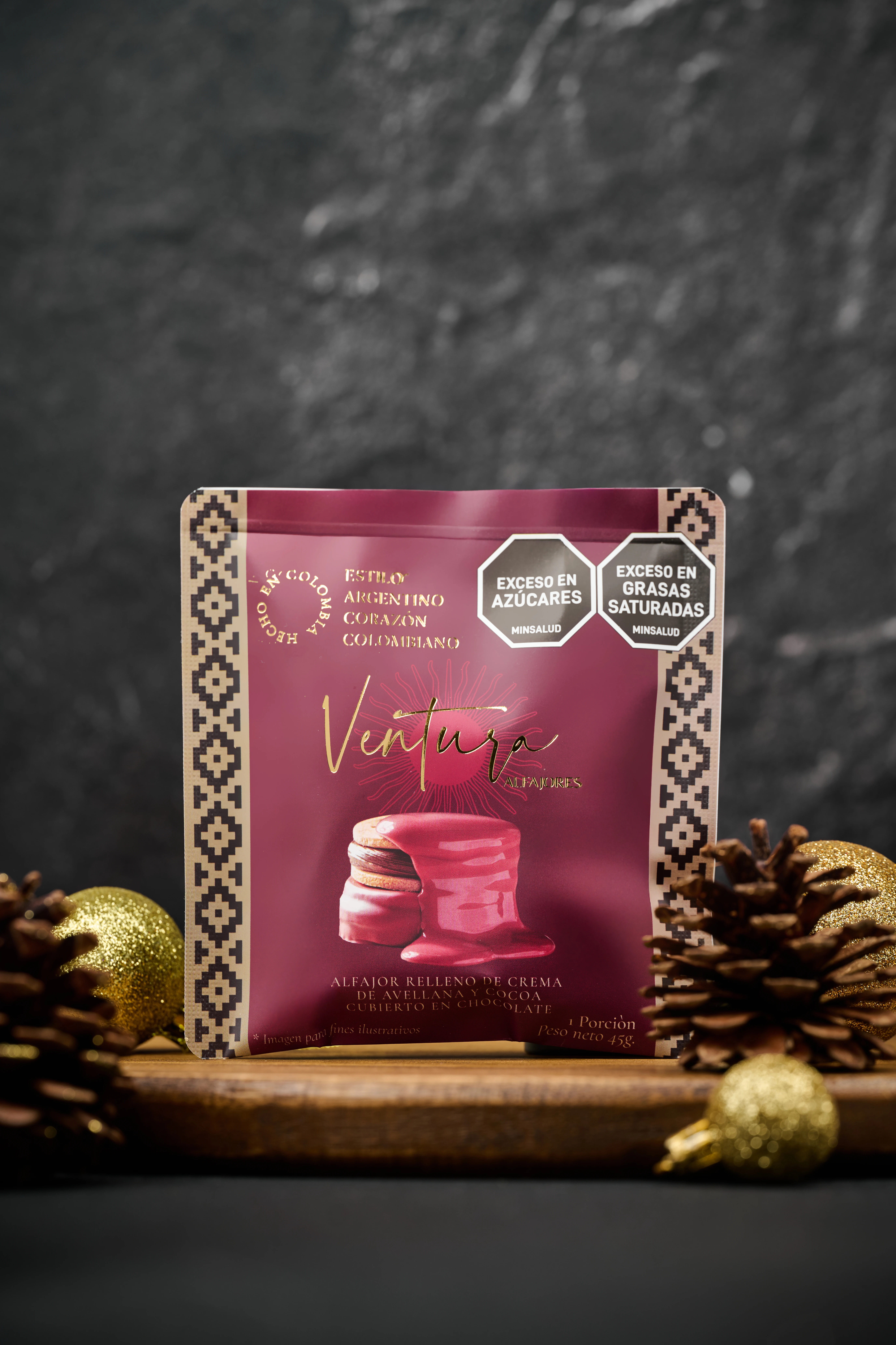Alfajor Ventura Relleno De Crema De Avellana Y Cocoa 45 g