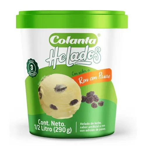 Helado Colanta Ron Con Pasas 0,5 l