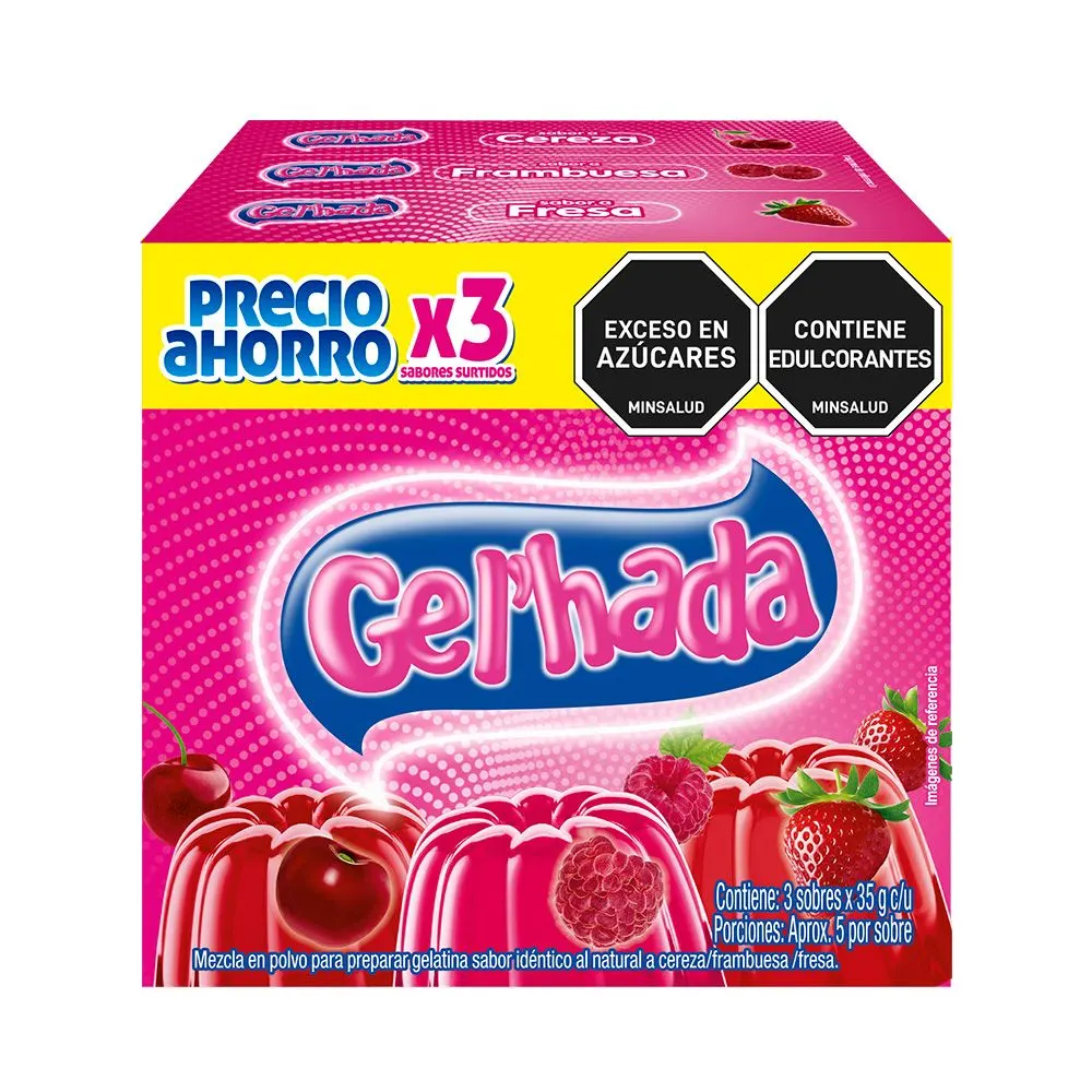 Gelatina Gelhada Surtido Cereza Frambuesa Fresa 35Gx3U