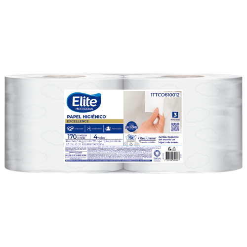 Papel Higienico Elite Triple Hoja 170Mx4U