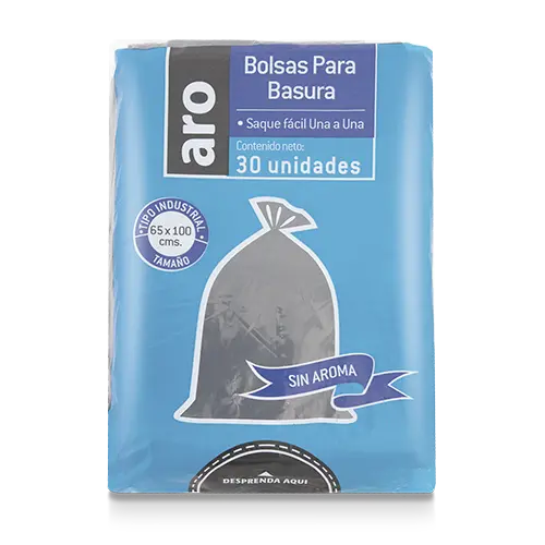 BOLSA DE BASURA ARO INDUSTRIAL 65X100 NEGRA 30U