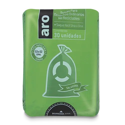 BOLSA DE BASURA ARO PAPELERA 53X52 VERDE 30U