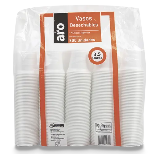 VASO PLASTICO ARO BLANCO 3.5OZ X500U