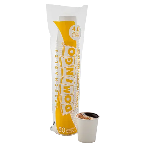 VASO PAPEL DOMINGO BLANCO 4OZ 50U