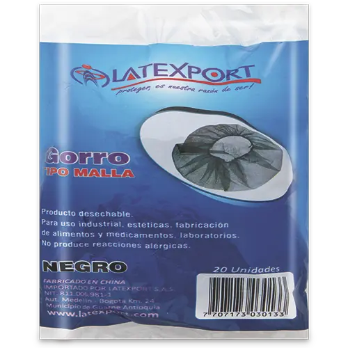 Gorro Malla Latexport Negro 20U