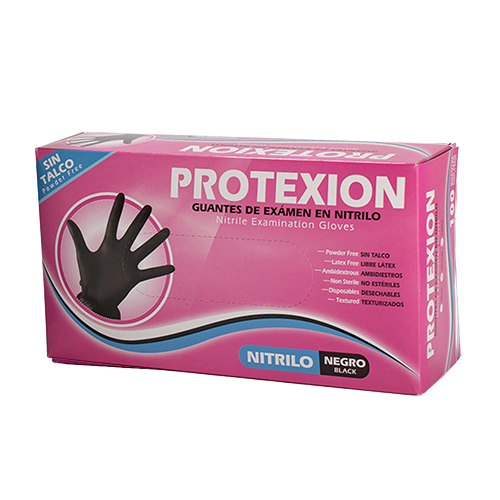 GUANTE NITRILO PROTEXION NEGRO TALLA M 100U