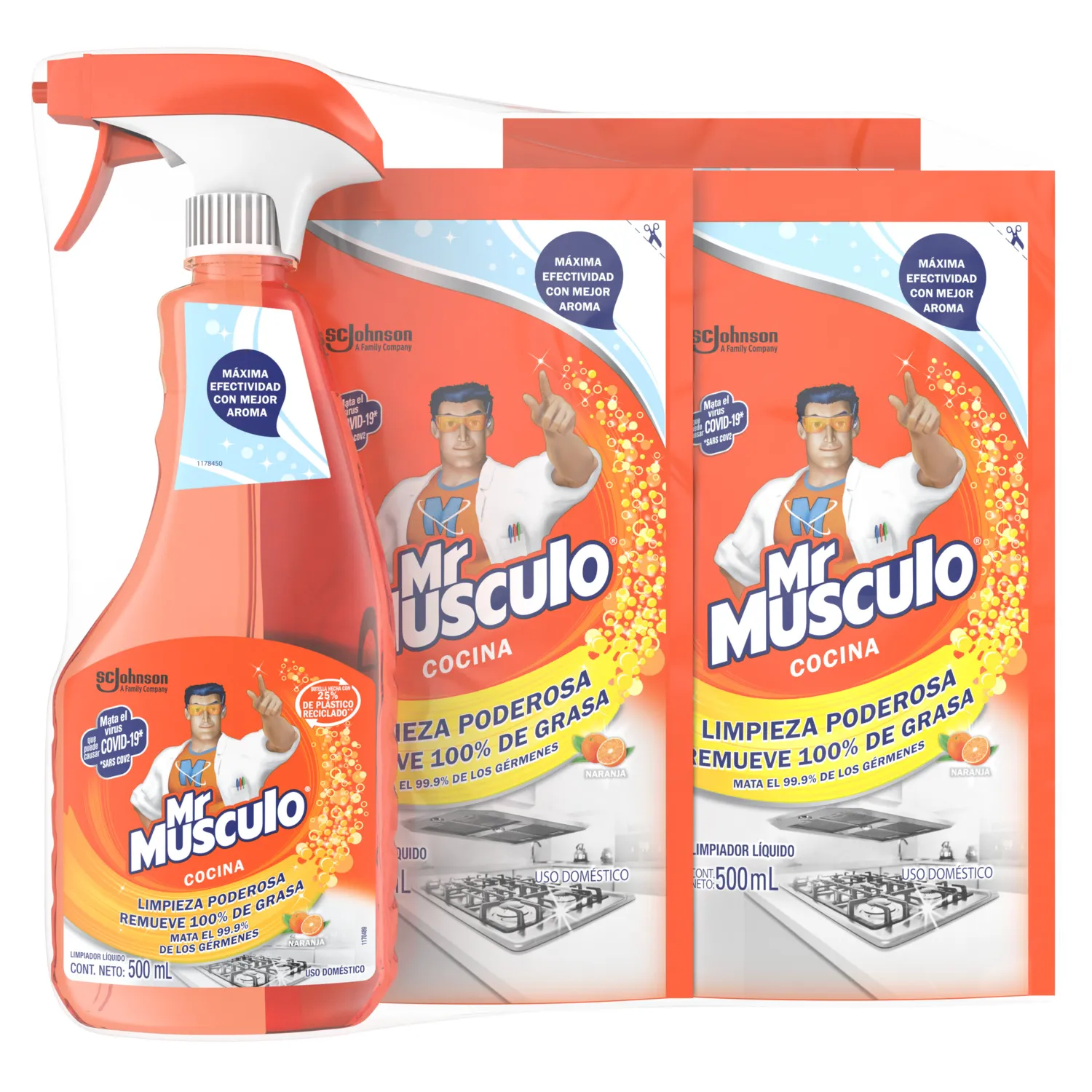 Desengrasante Mr Musculo 500Ccx3U Gratis Repuesto 500Cc