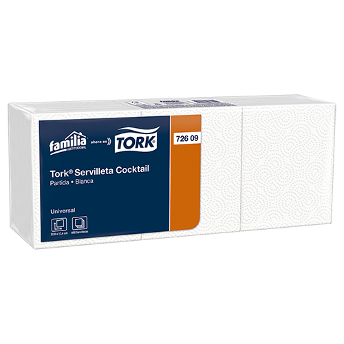 Tork® Servilleta Cocktail/ Universal/ Blanco/ 9 Paquetesx 600 Serv. C/U